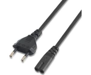Cable Alimentación Forma 8 Aisens A132-0173/ CEE7/16 Macho - C7 Hembra/ Hasta 1500W/ 1.5m/ Negro