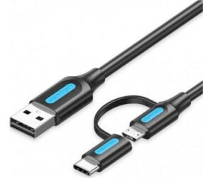 Cable Usb 2.0/m Micro Usb/m-usb-c/m 1 M Negro Vention