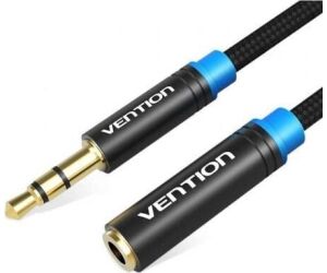 Cable Estéreo Vention VAB-B06-B100-M/ Jack 3.5 Macho - Jack 3.5 Hembra/ 1m/ Negro