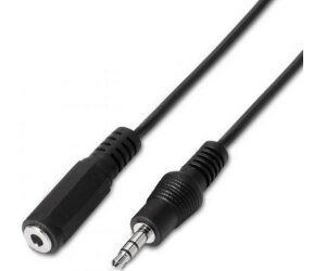 Cable Estéreo Aisens A128-0146/ Jack 3.5 Macho - Jack 3.5 Hembra/ Hasta 0.1W/ 3m/ Negro