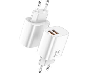 Cargador qcharx apolo 2.4a 2 puerto usb a blanco
