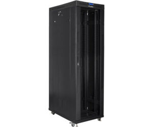 Armario Lanberg Rack 19" 42u 600x1200 Flat Pack Negro Puerta Cristal Con Lcd