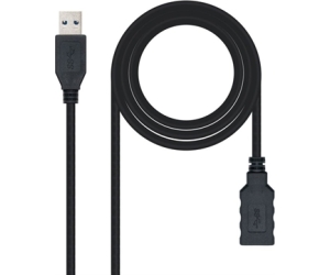 Cable Alargador USB 3.0 Nanocable 10.01.0901-BK/ USB Macho - USB Hembra/ 1m/ Negro