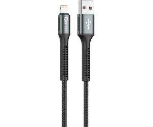 Cable qcharx prague usb a lightning 3a - 1 m - aleación de aluminio negro cordón de tela suave