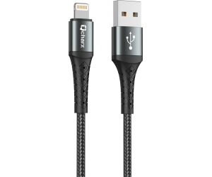 Cable qcharx lyon usb a lightning 3a - 1 m - aleación de aluminio negro cordon metálico