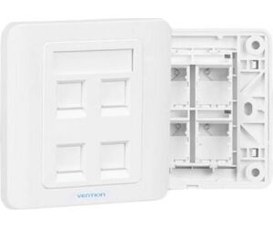 PLACA DE PARED TIPO 86 4 PUERTOs RJ45 BLANCO VENTION