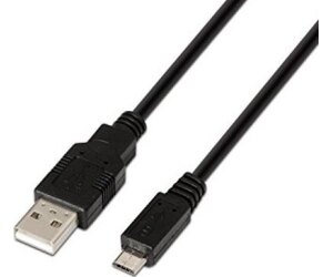 Cable USB 2.0 Aisens A101-0024/ USB Macho - MiniUSB Macho/ 1m/ Negro