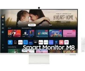 Smart Monitor Samsung M8 S32DM801UU 32"/ 4K/ Multimedia/ Regulable en altura/ Smart TV/ Webcam/ Blanco