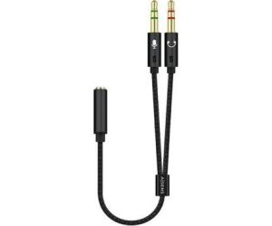 Cable Estéreo Aisens A128-0418/ Jack 3.5 Hembra - 2x Jack 3.5 Macho/ 25cm/ Negro