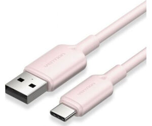 Cable USB 2.0 Tipo-C Vention CTQPF/ USB Tipo-C Macho - USB Macho/ Hasta 60W/ 480Mbps/ 1m/ Rosa