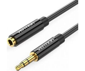 Cable Estéreo Vention BBZBF/ Jack 3.5 Macho - Jack 3.5 Hembra/ 1m/ Negro