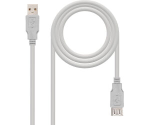 Cable Alargador USB 2.0 Nanocable 10.01.0204/ USB Macho - USB Hembra/ 3m/ Beige