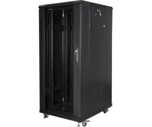 Armario Lanberg Rack 19" 27u 600x800 Flat Pack Negro Puerta Cristal Con Lcd