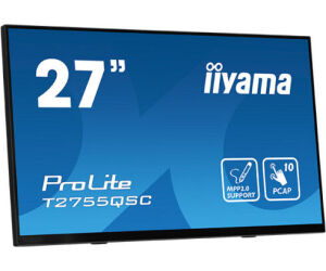 Monitor Iiyama 27" Ips Bonded Pcap 10p Touch, Mpp2.0 (active Stylus) Supported, 2560x1440, Flat Bezel Free Glass Front, Hdmi, Displayport, 360cd/m², Usb Hub 2x 3.2, Speakers, Bookstand (t2755qsc-b1)