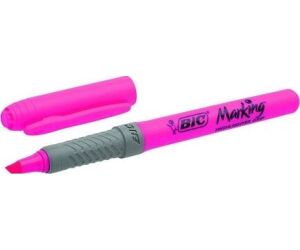 Caja de Marcadores Fluorescentes Bic Marking Highlighter Grip/ 12 unidades/ Rosas