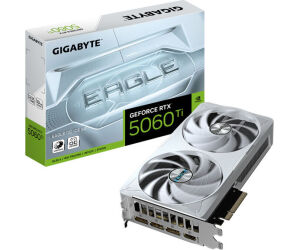 GIGABYTE GeForce RTX 5060 Ti EAGLE OC ICE 8G Tarjeta Gráfica – 8 GB GDDR7, 128 bits, PCI-E 5.0, 2617 MHz Frecuencia del núcleo, 3 x DisplayPort, 1 x HDMI, GV-N506TEAGLEOC ICE-8GD