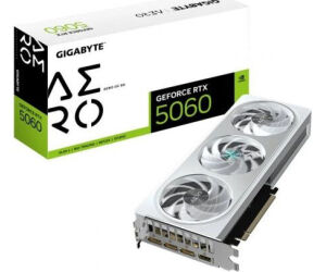 GIGABYTE GeForce RTX 5060 AERO OC 8G Tarjeta Gráfica - 8GB GDDR7, 128bit, PCI-E 5.0, 2595 MHz Frecuencia del núcleo, 3 x DisplayPort, 1 x HDMI, GV-N5060AERO OC-8GD