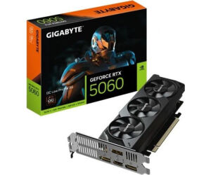 GIGABYTE GeForce RTX 5060 OC Low Profile 8G Tarjeta Gráfica - 8GB GDDR7, 128bit, PCI-E 5.0, 2512 MHz Frecuencia del núcleo, 3 x DisplayPort, 1 x HDMI, GV-N5060OC-8GL