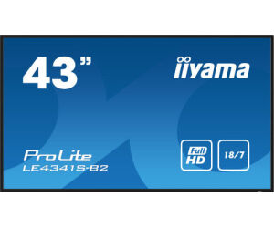 Monitor Iiyama 43" 1920x1080, Ips Panel, 1% Haze, Landscape Mode, Speakers 2x 10w , Vga, 3x Hdmi, 350cd/m², Media Play Usb Port, Control Lan / Rs232c, Vesa 400x400 (le4341s-b2)