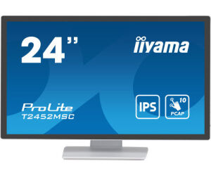 Monitor Iiyama 24" White Bonded Pcap 10p Touch, 1920x1080, Ips-panel, Flat Bezel Free Glass Front, Hdmi, Displayport, 360cd/m² (with Touch), Usb Hub 2x 3.0, Speakers (t2452msc-w1)