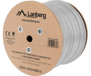 Bobina Cable Red Lanberg Sftp Rj45 Cat.7 Solido Cu Awg23 Lszh Cpr 305m Gris Flu