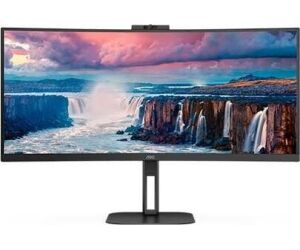 Monitor Profesional Curvo Ultrapanorámico AOC CU34V5CW/BK 34"/ UWQHD/ Webcam/ Multimedia/ Regulable en altura/ Negro