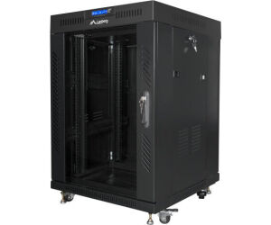 Armario Lanberg Rack 19" 15u 600x600 Flat Pack Negro Puerta Cristal Con Lcd