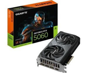 GIGABYTE GeForce RTX 5060 WINDFORCE OC 8G Tarjeta Gráfica - 8GB GDDR7, 128bit, PCI-E 5.0, 2512 MHz Frecuencia del núcleo, 3 x DisplayPort, 1 x HDMI, GV-N5060WF2OC-8GD