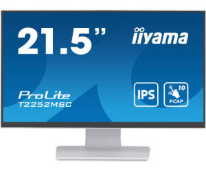 Monitor Iiyama 21,5" White Bonded Pcap, 10p Touch With Anti-finger Print Coating, 1920x1080, Ips-slim Panel Design, Hdmi, Displayport, 250cd/mÂ² (with Touch), Usb 2x 3.0 (t2252msc-w2)