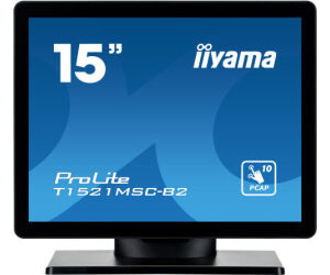 Monitor Iiyama 15" Pcap Bezel Free Front, 10p Touch, 1024x768, Speakers, Vga, Hdmi, 325cd/m², Usb Interface, External Power Adapter, Multitouch With Supported Os (t1521msc-b2)