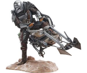 Figura diamond collection star wars: the mandalorian premier collection din djarin en moto speeder 23cm