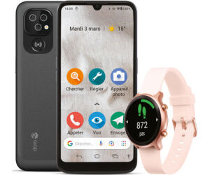 Bundle doro smartphone 8100 + smartwatch graphite pink
