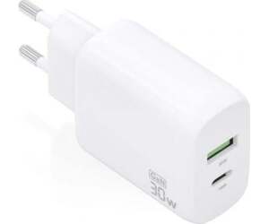 Adpatador AC Cargador GaN 30W 1xUSB-C PD3.0 QC4.0, 1xUSB-A QC3.0