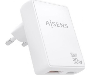 Cargador de Pared GaN 1xUSB Tipo-C 1xUSB 30W Blanco