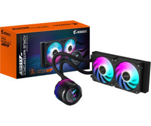 GIGABYTE Refrigeración líquida AIO AORUS WATERFORCE X II 240 para CPU - 2 ventiladores ARGB de 120 mm, pantalla LCD a todo color, mecanismo de bloqueo magnético, DAISY-CHAIN, compatible con Intel LGA 1700 y AMD AM5, garantía de 6 años