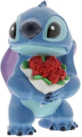 Figura enesco disney lilo & stitch stitch con ramo de rosas
