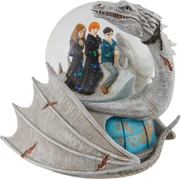 Figura enesco bola de agua decorativa harry potter dragon ucraniano harry ron y hermione