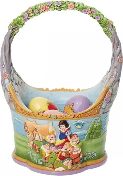 Cesta de pascua enesco con 3 huevos blancanieves