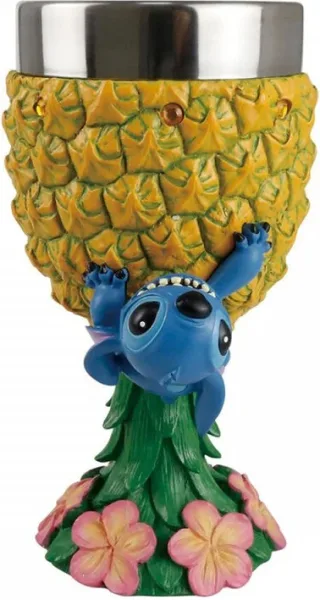Cáliz decorativo enesco disney stitch con piña