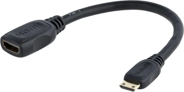 Cable mini HDMI a HDMI startech 0.125m -  macho - hembra -  negro