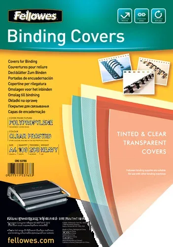 Pack 100 Portadas Polipropileno 280 Micras Translúcido Fellowes 5376503