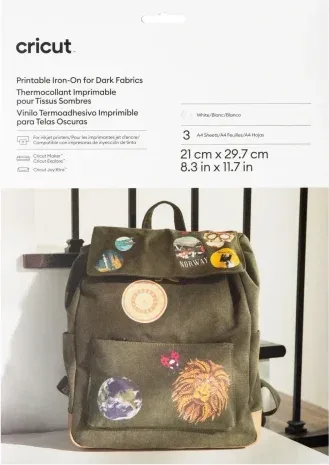 CRICUT PRINTABLE IRON-ON FOR DARK FABRIC A4 - 3 SHEETS