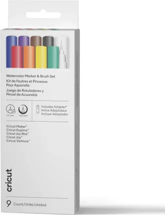Cricut Set de Rotuladores y Pincel de Acuarela  (9 Ud.) + Adaptador