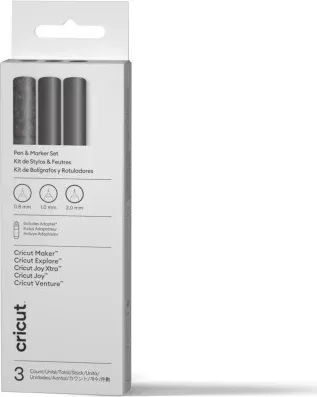 Cricut Set de Bolígrafos  Multi de Color Negro (3 Uds.) + Adaptador