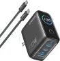 CARGADOR DE PARED ANKER 100W 3 PUERTOS CON PANTALLA INTELIGENTE NEGRO