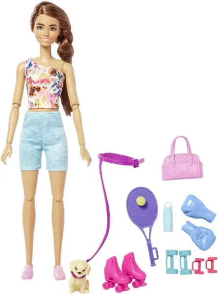 Muñeca barbie mattel conjunto entrenamiento y cachorrito