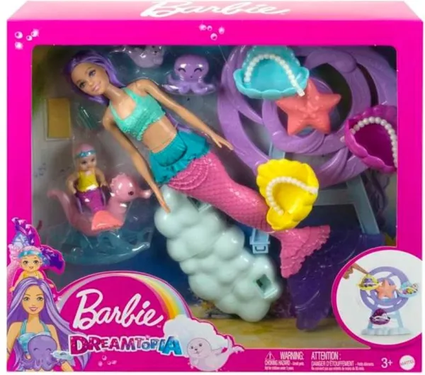 Muñeca barbie mattel sirena juego de cuidado con merbaby y foca