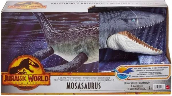 Figura mattel jurassic world mosasaurus defensor del océano