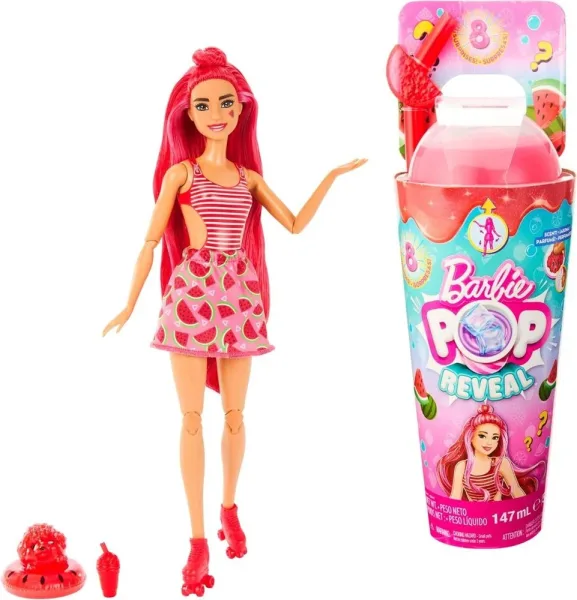 Muñeca barbie pop reveal mattel aroma de frutas zumo de sandia