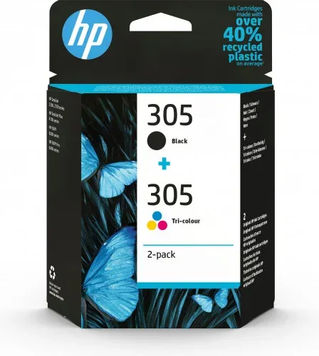 HP Paquete de 2 cartuchos de tinta original 305 tricolor / negro